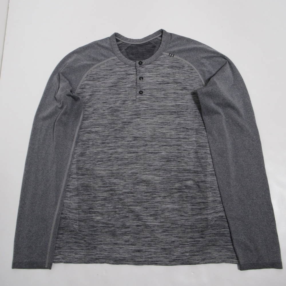 Lululemon Metal Vent Tech Long Sleeve Henley Heathered Grey Size M Silverescent